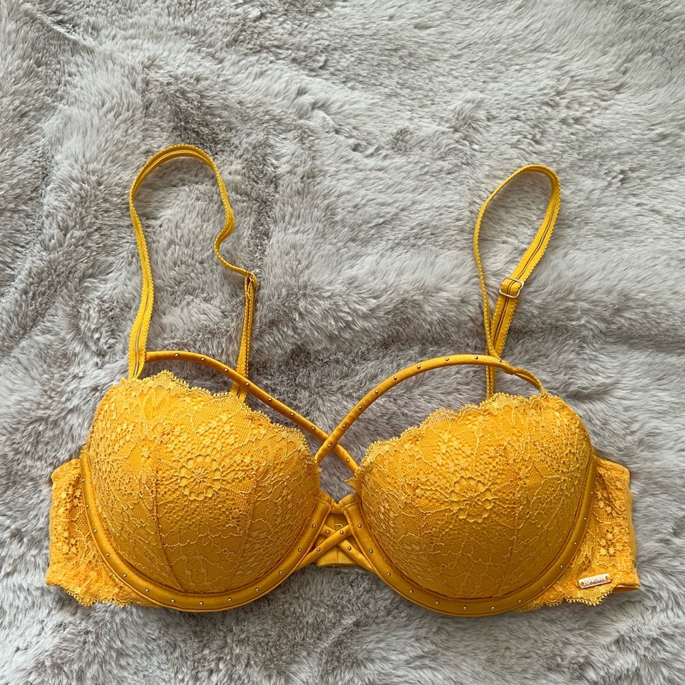 Pink Victoria Secret yellow bra